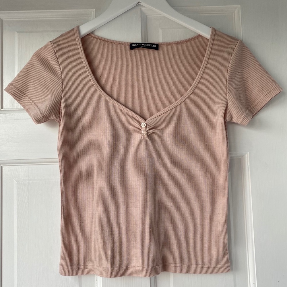 BRANDY MELVILLE Baby Pink Top Button Crop